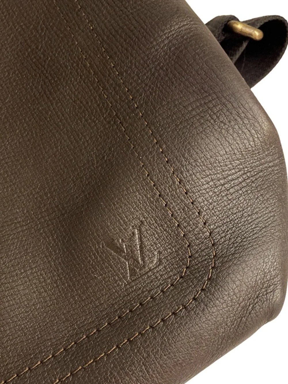 LOUIS VUITTON Cafe Coffee Brown Utah Leather Shawnee MM Crossbody Bag